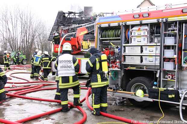 Dachstuhlbrand Feuerwehr Großbrand