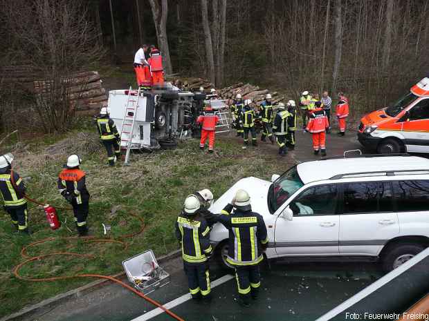 Verkehrsunfall Rettungsplattform Feuerwehr